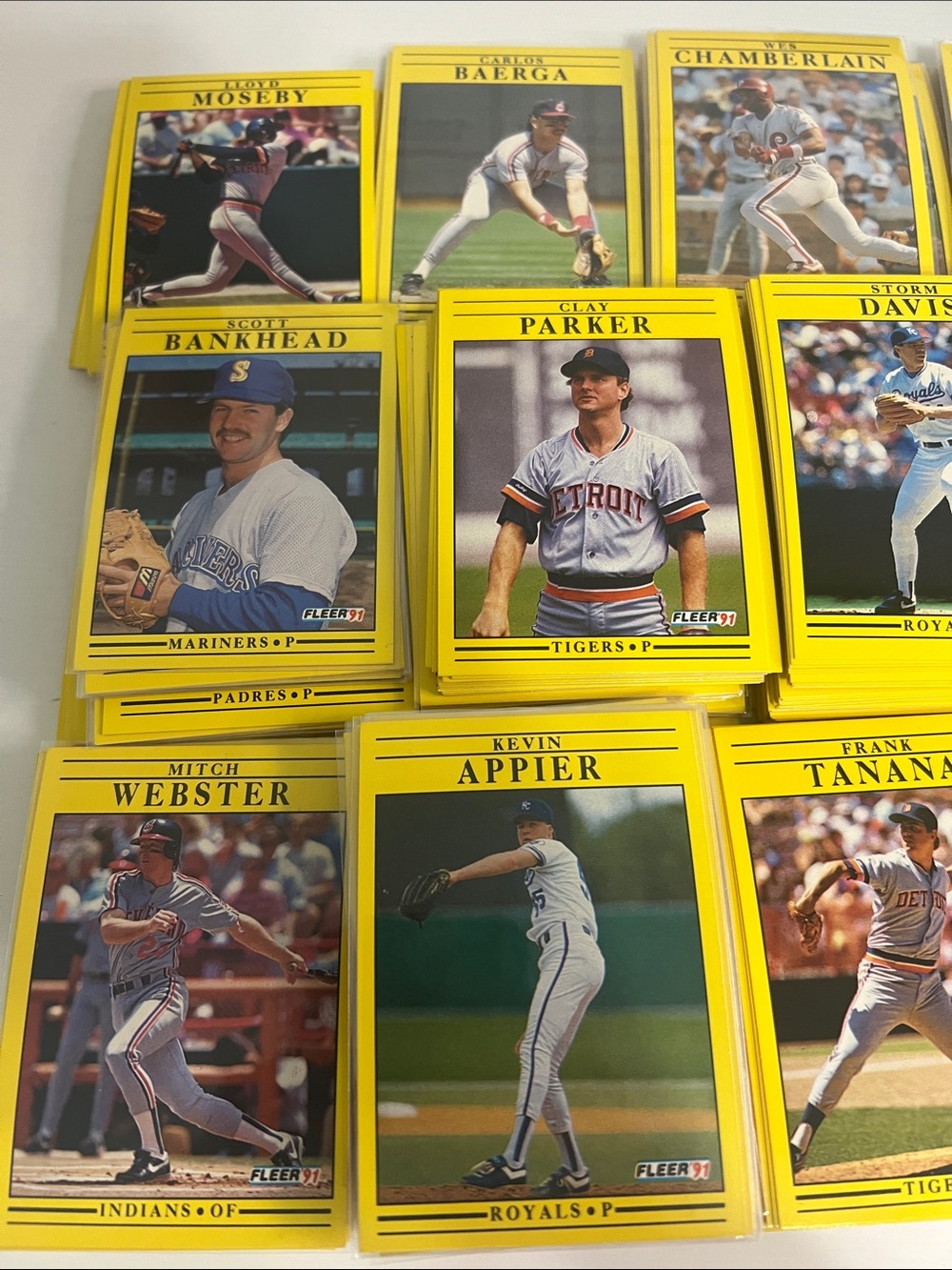 Vintage Fleer 1991 Baseball Card Lot - Yellow Border (300+)